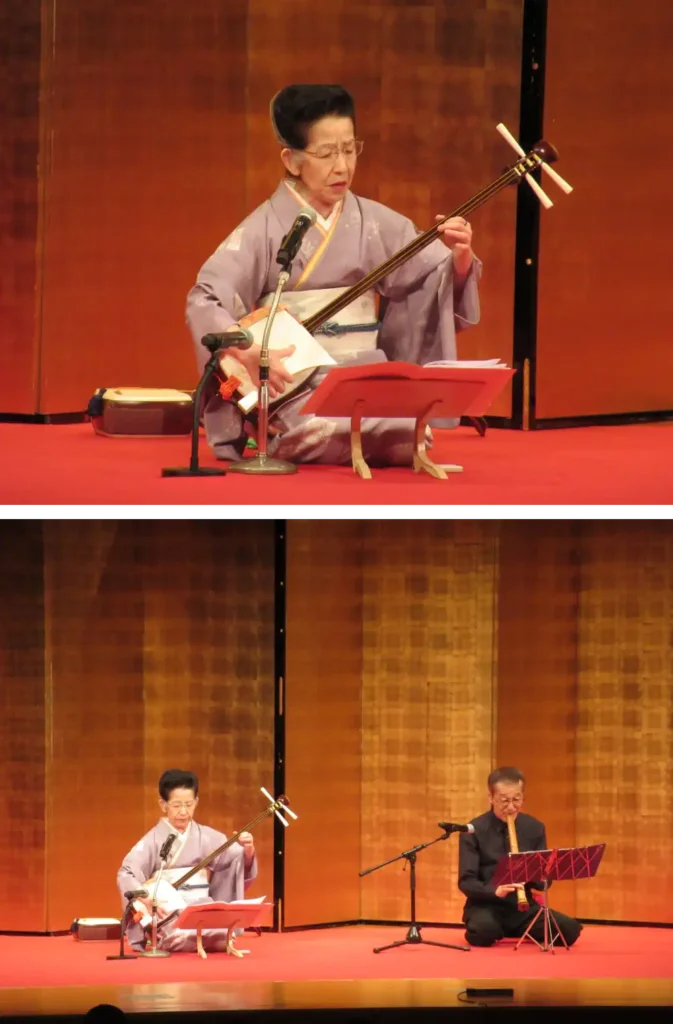 岐阜県邦楽三曲会第43回定期演奏会、地歌・作物「あれ鼠」演奏中
