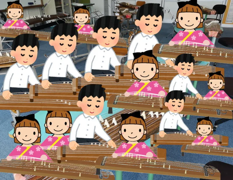 大桑小学校3456年生お箏演奏授業